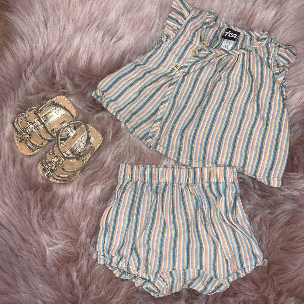 Baby Girl Sparkle Stripe Wrap Set